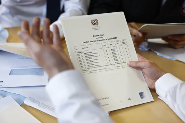 Pupils at Craigmount High receive their exam results. Picture: Jeff J Mitchell/Getty Images