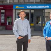 Steven Mearns (left) with Inverurie branch staff member, Barry McCabe. Picture: Michal Wachucik/Abermedia