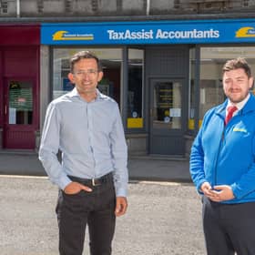 Steven Mearns (left) with Inverurie branch staff member, Barry McCabe. Picture: Michal Wachucik/Abermedia