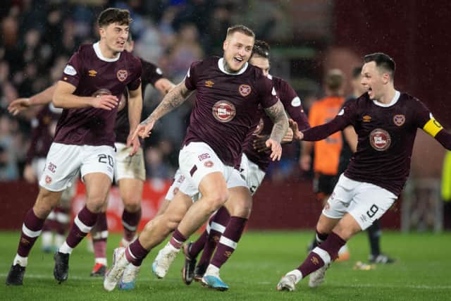 Stephen Humphrys scored a wonder goal for Hearts in the win over Dundee United. (Photo by Ross Parker / SNS Group)