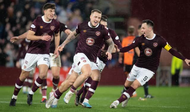 Stephen Humphrys scored a wonder goal for Hearts in the win over Dundee United. (Photo by Ross Parker / SNS Group)