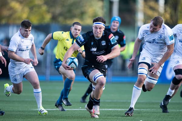GLASGOW, SCOTLAND - OCTOBER 22: Warriors' Rory Darge in action during a BKT URC match between Glasgow Warriors and Leinster at Scotstoun Stadium, on October 22, 2023, in Glasgow, Scotland. (Photo by Paul Devlin / SNS Group)