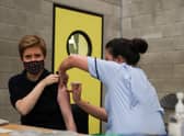 Nicola Sturgeon receives a Covid booster vaccination in Glasgow earlier this month (Picture: Russell Cheyne/pool/AFP via Getty Images)