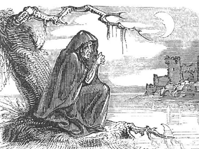 The ‘Bean Nighe’ is thought of as a form of banshee, often referred to as the “washerwoman.” It can be seen at the edge of isolated streams washing blood from the clothing of people who are close to death. The creature can appear both as a ‘hag’ or as a beautiful woman, but is always known to wear green and have webbed feet. Some said that if a living person approached the Bean Nighe then they could be granted wishes or told the names of people who will die soon.
