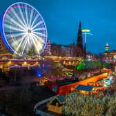 A view overlooking the Christmas Market in Edinburgh. Photo by Stephen Bridger/ Getty.