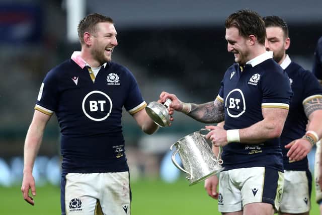 Finn Russell and Stuart Hogg are among eight Scots picked in Sir Ian McGeechan's Lions team of the week. Picture: David Davies/PA