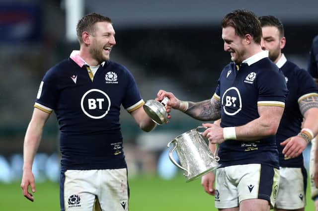 Finn Russell and Stuart Hogg are among eight Scots picked in Sir Ian McGeechan's Lions team of the week. Picture: David Davies/PA