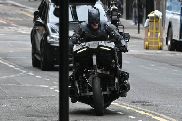 Filming of a chase scene in Glasgow's George Square for upcoming Hollywood blockbuster The Flash.