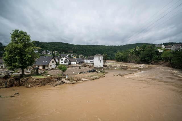 A street of houses in Schuld, near Bad Neuenahr, was destroyed by floods that killed more than 220 people in Germany and other parts of western Europe in July last year (Picture: Bernd Lauter/AFP via Getty Images)