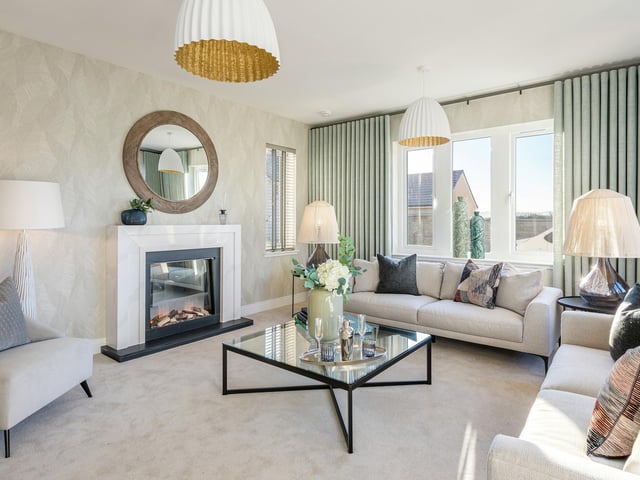 Exterior: Bi-folding doors in the home’s dining space brings the outside in, and its private rear garden has a good-sized lawn and patio.
Contact: Cala Homes