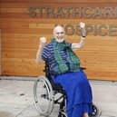 Scotland fan Willie Thomson died peacefully at Strathcarron Hospice on December 10. He was photographed by staff in November sharing his delight in the wake of Scotland's Euro 2020 play-off win versus Serbia. Contributed.