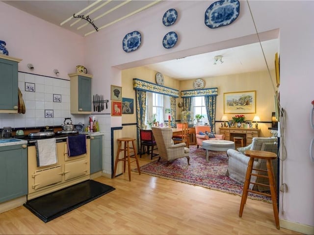 Open plan kitchen and family room.