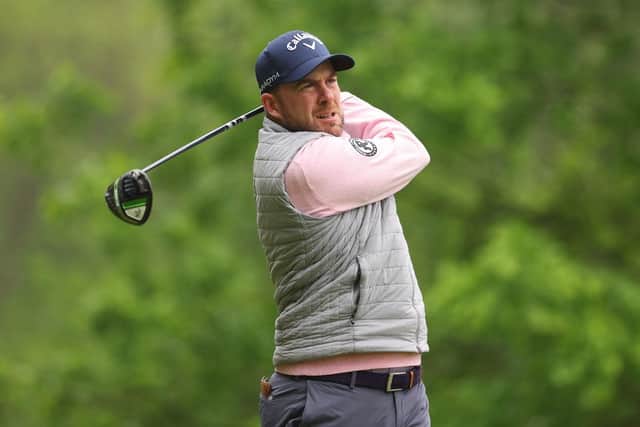 Richie Ramsay tees off on the 11th hole during day one of the Soudal Open at Rinkven International Golf Club in Belgium. Picture: Richard Heathcote/Getty Images.