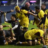 Glasgow Warriors' get a penalty try as Sione Tuipulotu goes over during the Challenge Cup win over Perpignan at BT Murrayfield. (Photo by Rob Casey / SNS Group)