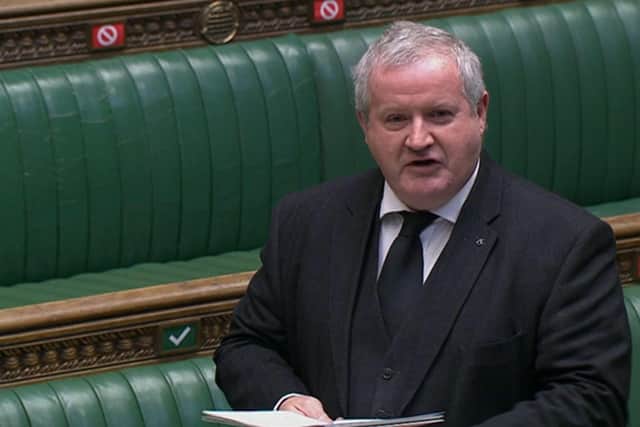 SNP Westminster leader Ian Blackford was today interrupted by his dog Maisie.