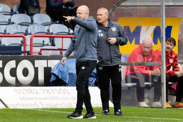Hearts' technical director Steven Naismith (L) and head coach Frankie McAvoy.