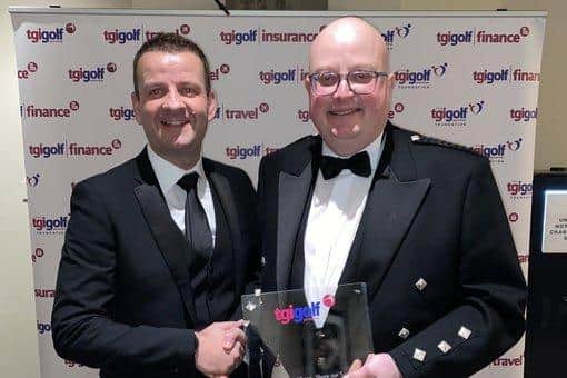Lee Sutherland picked up the TGI Golf Shop of the Year Award on behalf of the Ron McLeod Golf Shop at Monifieth Golf Links. Picture: TGI Golf