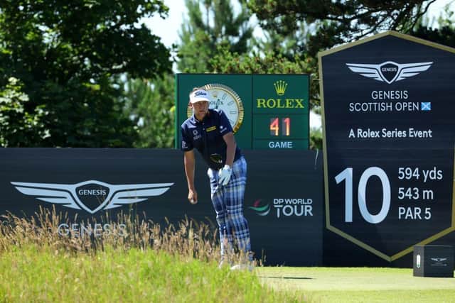Ian Poulter tees off the 10th - his opening hole - at The Renaissance Club. Picture: Andrew Redington/Getty Images.
