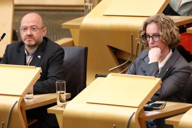 Scottish Green co-leaders Patrick Harvie and Lorna Slater. Image: Jeff J Mitchell/Getty Images.