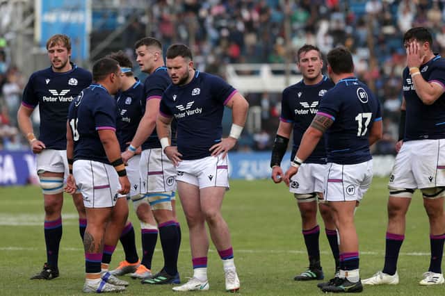 Scotland players reflect on the defeat to Argentina at full-time in Jujuy last weekend. (Photo by Daniel Jayo/Getty Images)