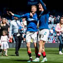 Rangers’ Ross McCrorie (left) and Joe Worrall celebrate a 1-0 victory over Celtic at Ibrox. SNS Group Alan Harvey.