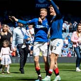 Rangers’ Ross McCrorie (left) and Joe Worrall celebrate a 1-0 victory over Celtic at Ibrox. SNS Group Alan Harvey.