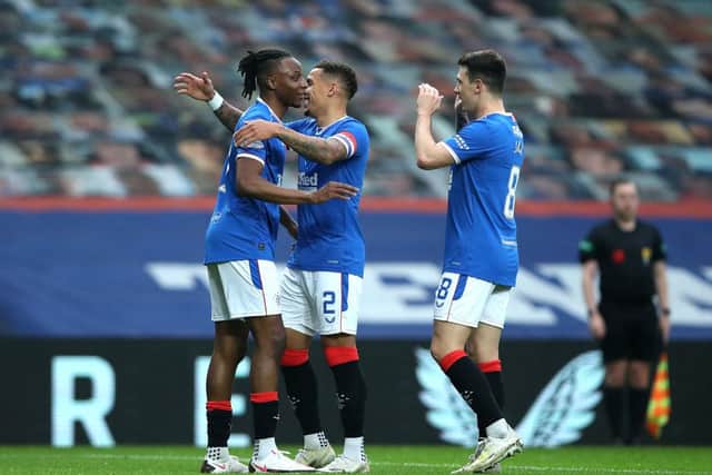 Rangers players celebrate against Hamilton (Photo by Ian MacNicol/Getty Images)