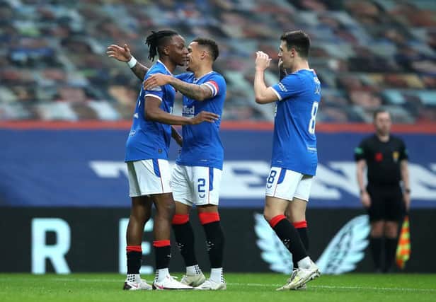 Rangers players celebrate against Hamilton (Photo by Ian MacNicol/Getty Images)
