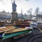 Damage to the grass in Princes Street Gardens seen in January after the Christmas markets (Picture: SWNS)
