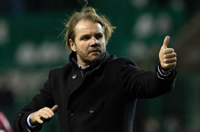 Hearts manager Robbie Neilson at full time after the 0-0 draw with Hibs at Easter Road.  (Photo by Ross Parker / SNS Group)