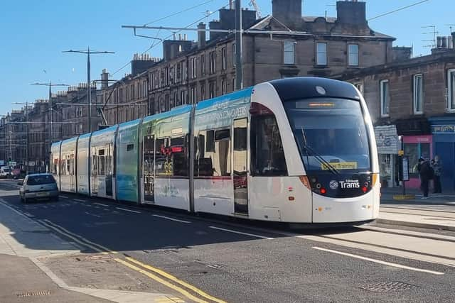 Tram testing on the Newhaven extension in April. Picture: Sacyr, Farrans and Neopul (SFN)