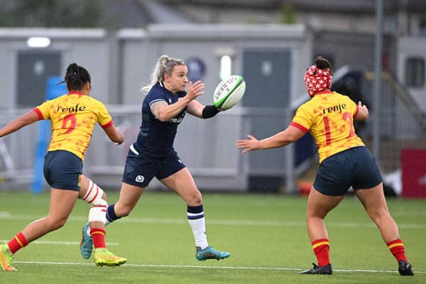 Scotland's Chloe Rollie gathers the ball under pressure during a recent win over Spain.