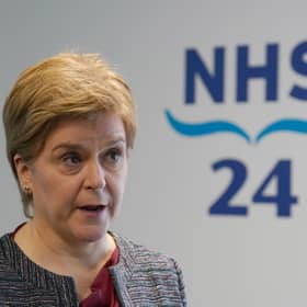 First Minister Nicola Sturgeon during her visit to open NHS 24's new centre at Hillington, Glasgow. Picture: Andrew Milligan/PA Wire