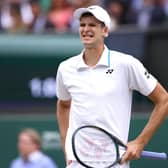 Hubert Hurkacz grimaces as the man who bagelled Roger Federer suffers the fate himself