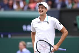 Hubert Hurkacz grimaces as the man who bagelled Roger Federer suffers the fate himself