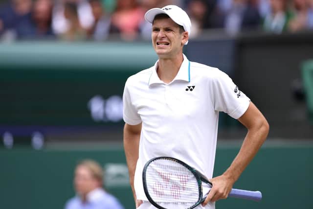 Hubert Hurkacz grimaces as the man who bagelled Roger Federer suffers the fate himself