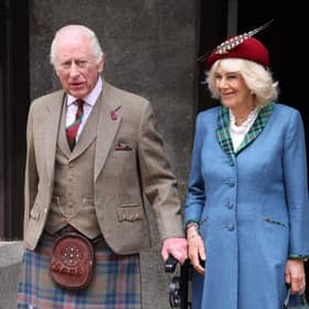 King Charles III and Queen Camilla after attending a service at Crathie Kirk, near Balmoral, in which a new piece of music by Paul Mealor was performed to mark the royal couple's 20th wedding anniversary. Picture: Paul Campbell/PA Wire