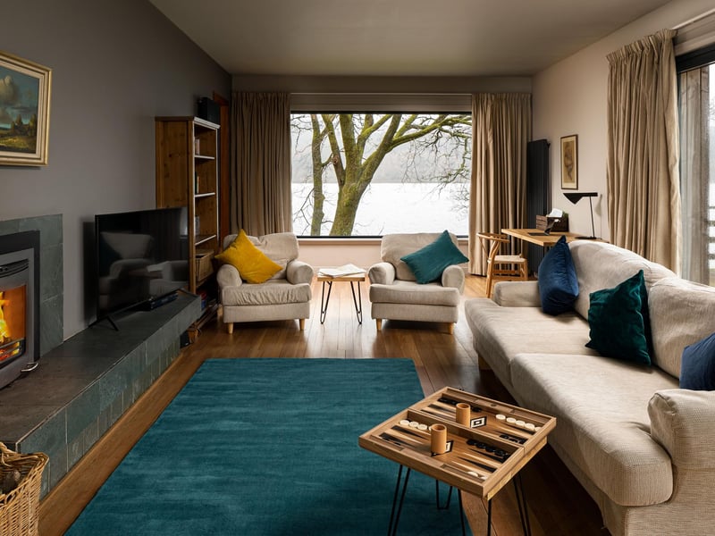 The Carsaig living area has a log burner to keep things cozy no matter what the Scottish weather does.