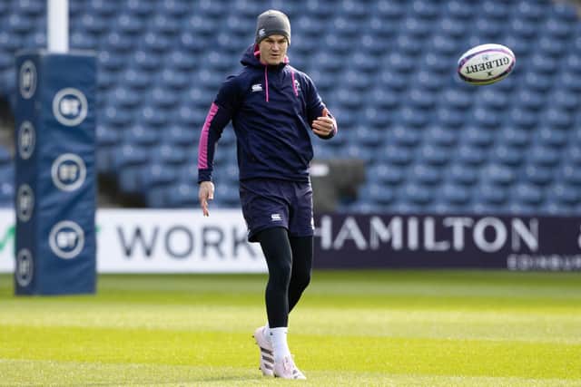 Johnny Sexton during the Ireland team run at BT Murrayfield.  (Photo by Craig Williamson / SNS Group)