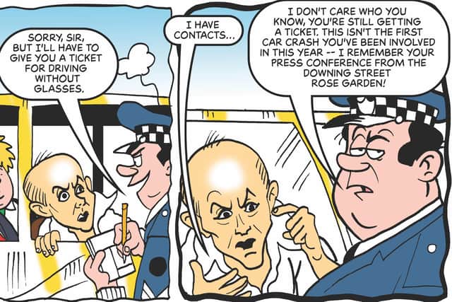 Dominic Cummings runs into the long arm of the law in the first 'Beano for Grown Ups.'