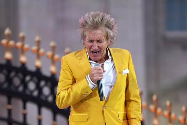Rod Stewart performing during the Platinum Party at the Palace