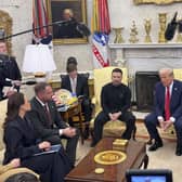 President Donald Trump meets with Ukraine President Volodymyr Zelenskyy at the White House on Friday where he told Mr Zelensky he is “gambling with World War Three”. (AP Photo/Mstyslav Chernov)