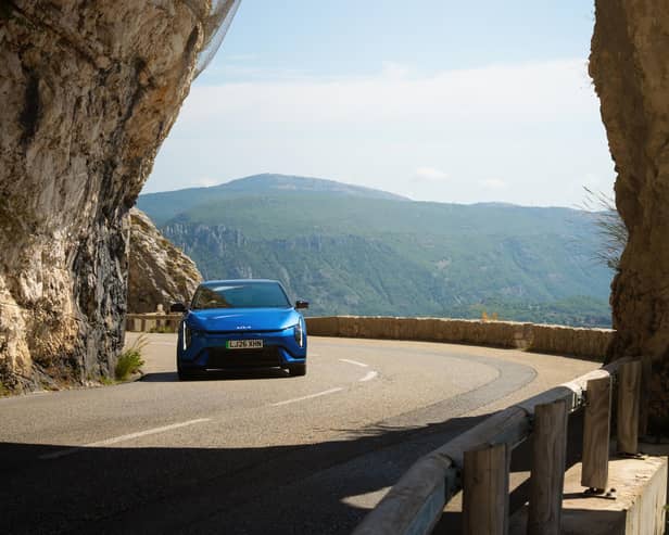 The Kia EV4 on some of the world's most iconic roads