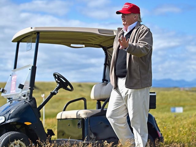 “Everybody wants Turnberry but we are being a little bit careful with Turnberry. They want to, I can tell you they want to come back. The Open wants to come back. It is rated the No 1 course in Europe now. We did a big surgery and it has gotten great reviews, even from people who hate me. They want the Open to go back.”