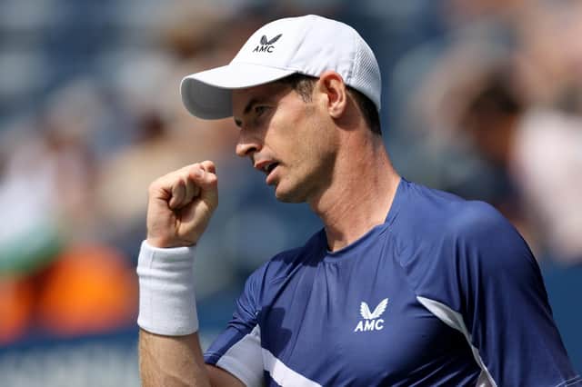 Andy Murray celebrates winning a point in the US Open first round win over Francisco Cerundolo. (Photo by Sarah Stier/Getty Images)