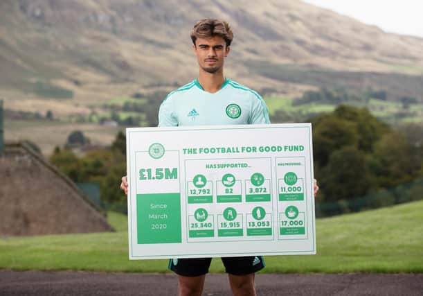 Celtic's Football for Good fund passes £1.5m milestone as Jota is pictured at Lennoxtown.
