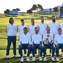 Luke Donald and his European players pose with the trophy of the 44th Ryder Cup at the Marco Simone Golf and Country Club in Rome. Picture: Paul Ellis/AFP via Getty Images.