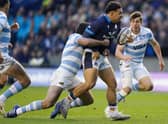Sione Tuipulotu seems to have work to do but he took his man over the line with him for Scotland's opening try.