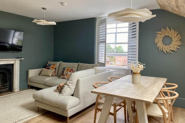 The living room in one of the self-catering apartments at Railway House, York. Pic: Contributed
