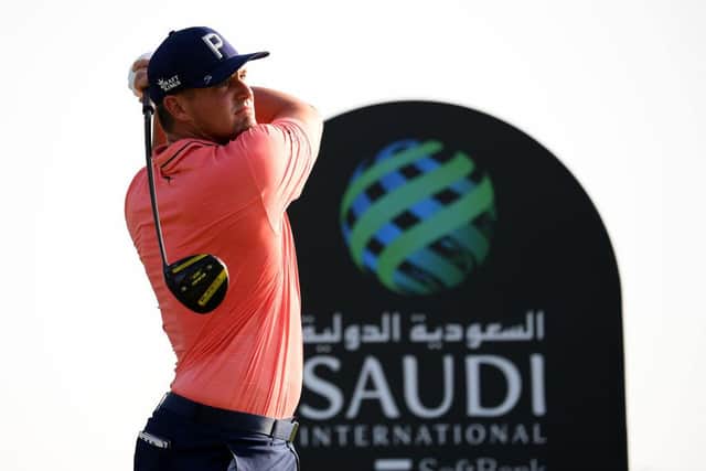 Bryson DeChambeau in action during the pro-am event prior to the Saudi International powered by SoftBank Investment Advisers at Royal Greens Golf and Country Club in King Abdullah Economic City. Picture: Ross Kinnaird/Getty Images.